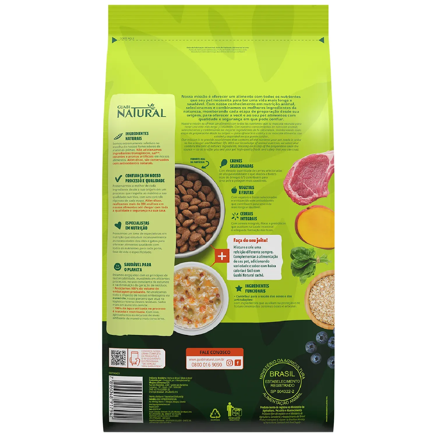 Racao Guabi Natural Caes Adultos Grandes Cordeiro e Aveia 2